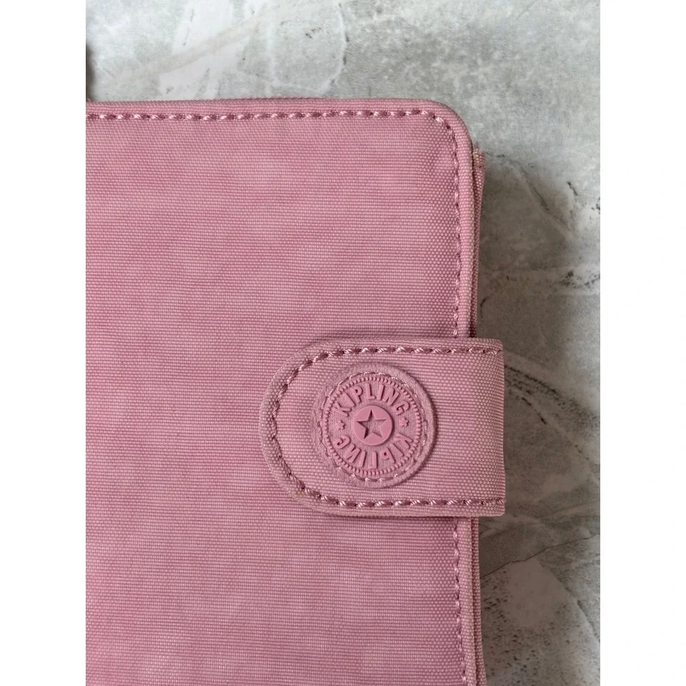 Kipling New Money Small Bifold Wallet Dusty Pink Nylon Double ID Window Zipper